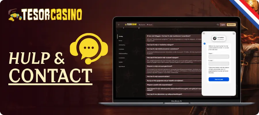 Tesor Casino klantenservice en support voor Nederlandse spelers